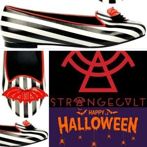 Lydia 🦇 Bat Stripe Flat 🎪 Strangecvlt Red Black White